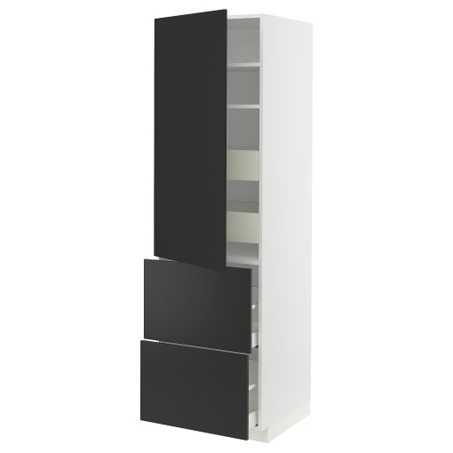 METOD/MAXIMERA, висок шкаф+рафтове, 4 чекм., врата, 2 чела, 994.990.19