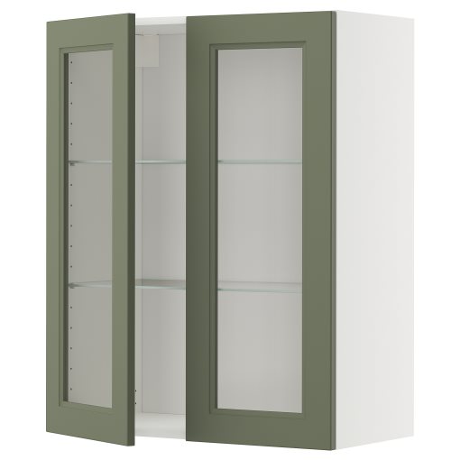 METOD, стенен шкаф с рафтове/2 стъклени врати, 995.179.47