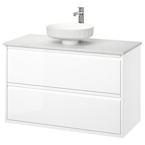 ÄNGSJÖN/LERSJÖN, шкаф за мивка+чекмеджета/мивка/смесител, 995.712.94