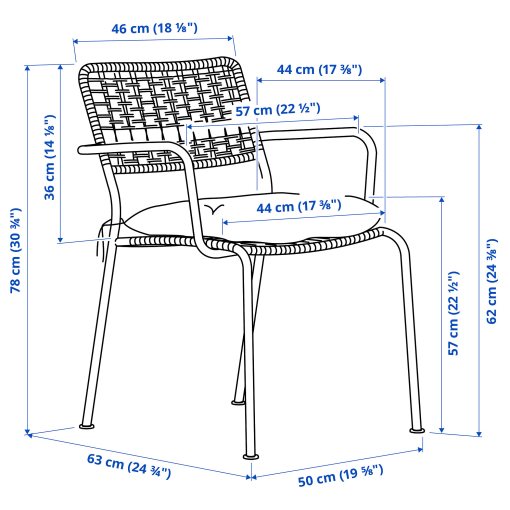 LÄCKÖ, градинско кресло с подлакътници, 995.762.01