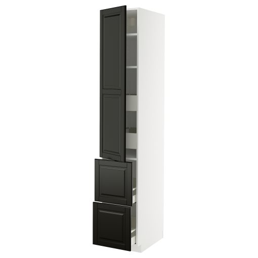 METOD/MAXIMERA, висок шкаф + рафтове/4 чекм./вр./2 чела, 995.788.94