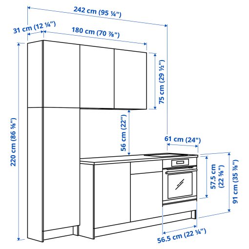 KNOXHULT, кухня, 240x61x220 см, 996.149.48