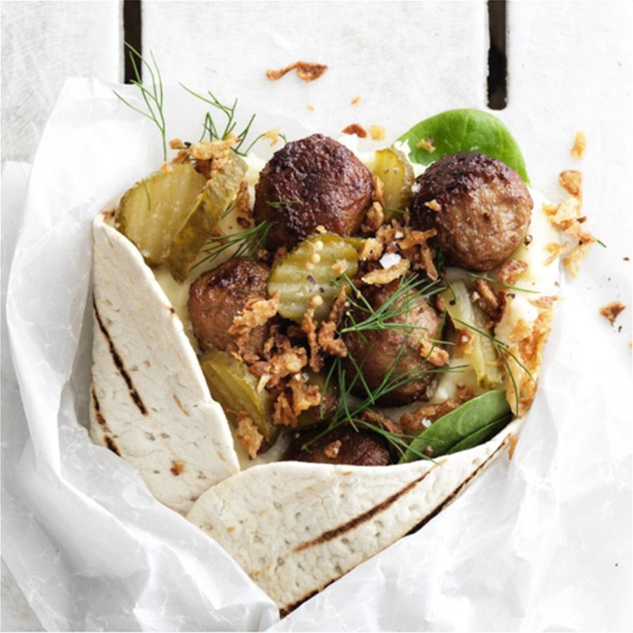 Пърленка с кюфтенца и картофено пюре