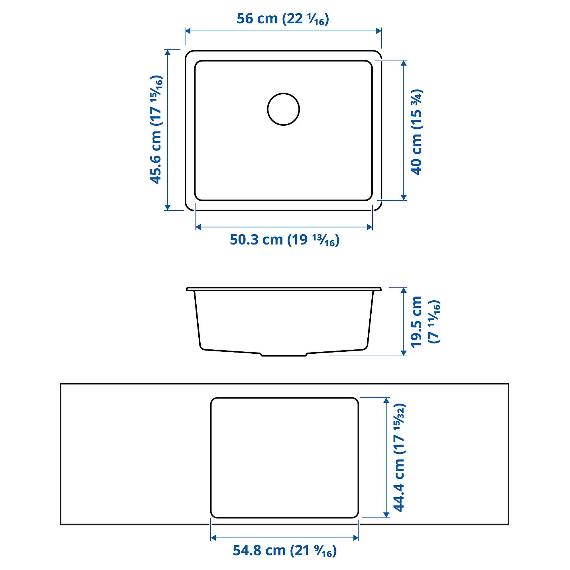 KILSVIKEN мивка за вграждане корито, 56x46 см 40444934 | IKEA България